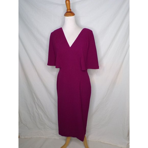 DRESS THE POPULATION Louisa Butterfly Sleeve Cocktail Dress Magenta Medium 6-8 - Picture 6 of 11